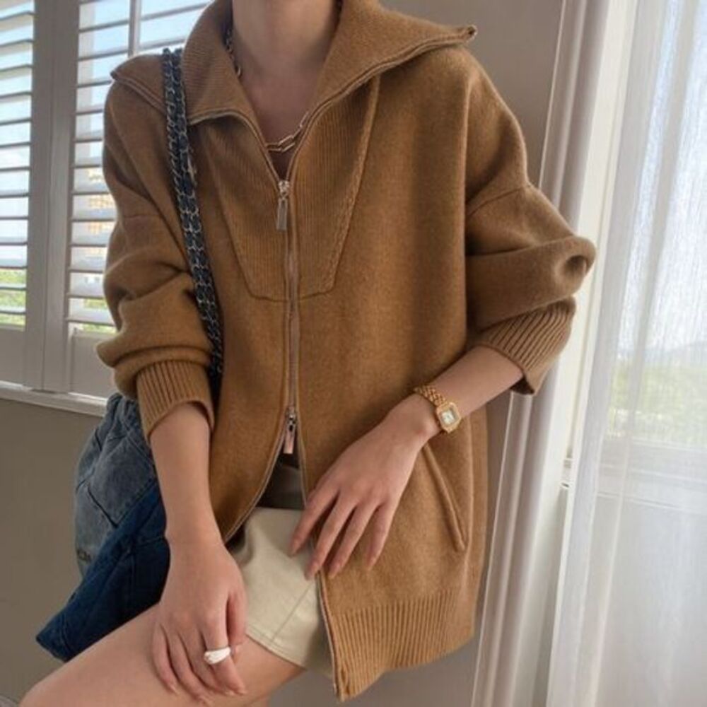 Commense‎ Oversized Open Collar Cardigan  Camel size S